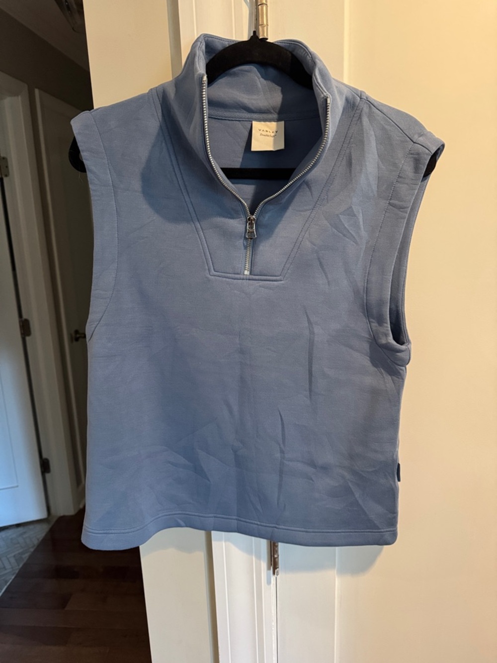 Varley DoubleSoft Sleeveless Half-Zip Pullover in Pale Blue